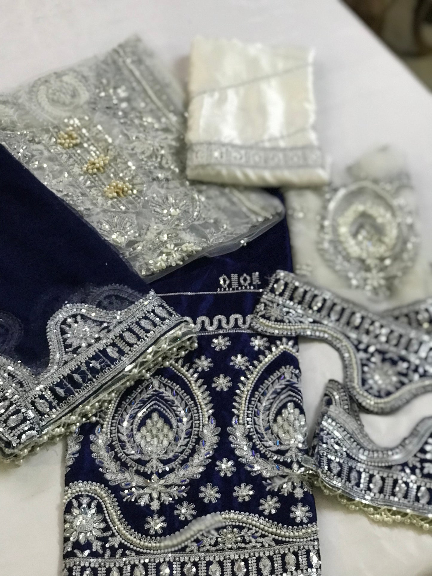 Maryam and Maria Embroidered Net Dress with handwork