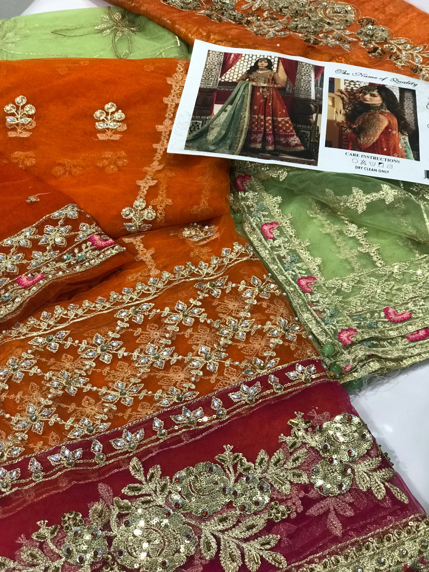 MARIA B Unstitched MBROIDERED - Burnt Orange, Fuchsia Pink (BD-2506)