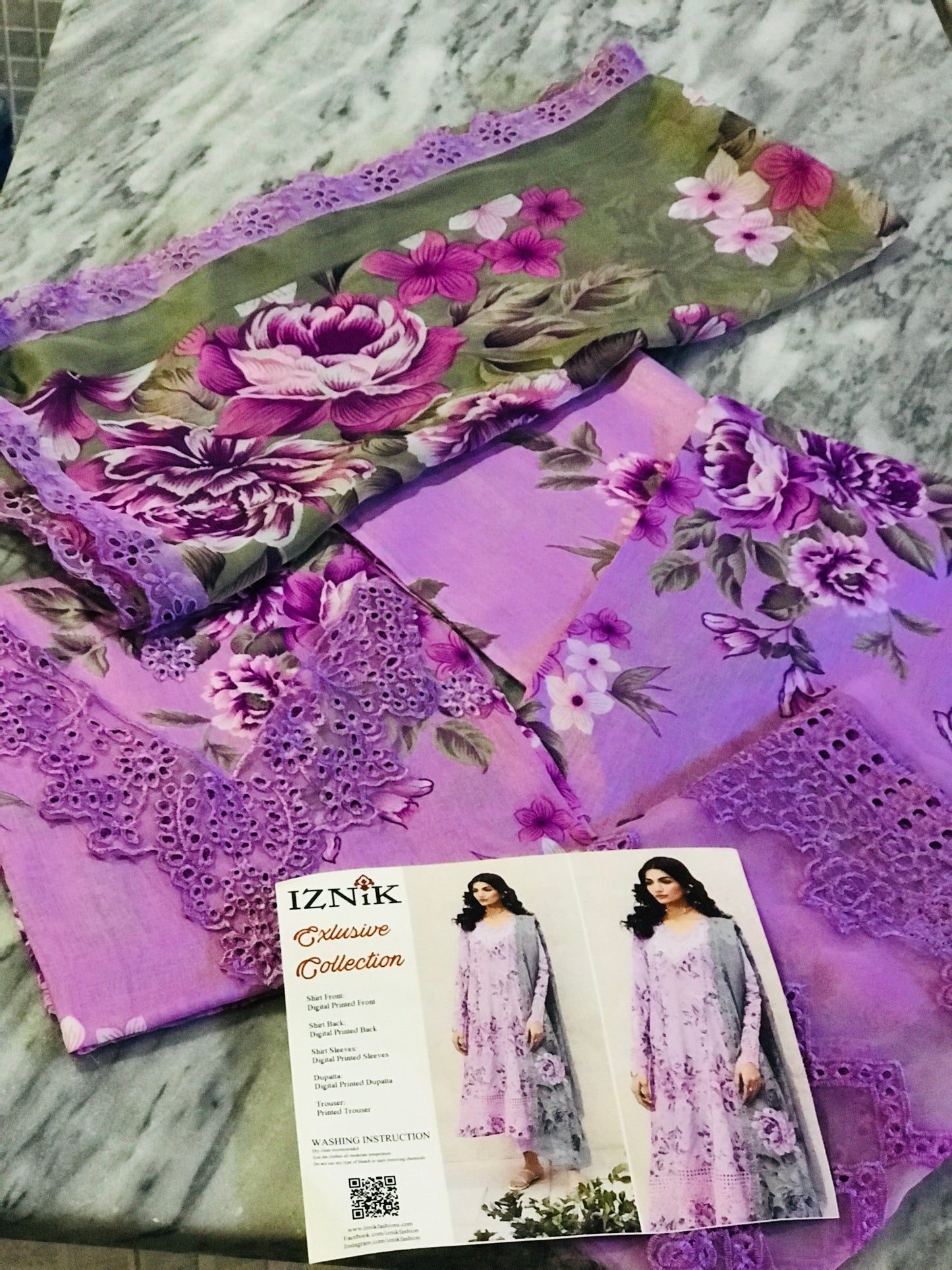 IZNIK DAHALIA PURE LAWN WITH CHIFFON DUPATTA EMBROIDERED WITH EMBELLISHMENTS