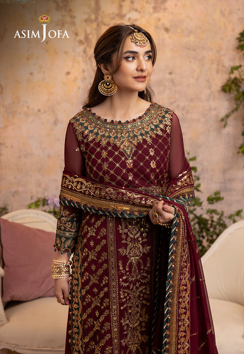 Asim Jofa Khwab-E-Naubahar AJNB-09 | Embroidered Semi-Pure Chiffon 3PC Unstitched Dress for Weddings & Valima