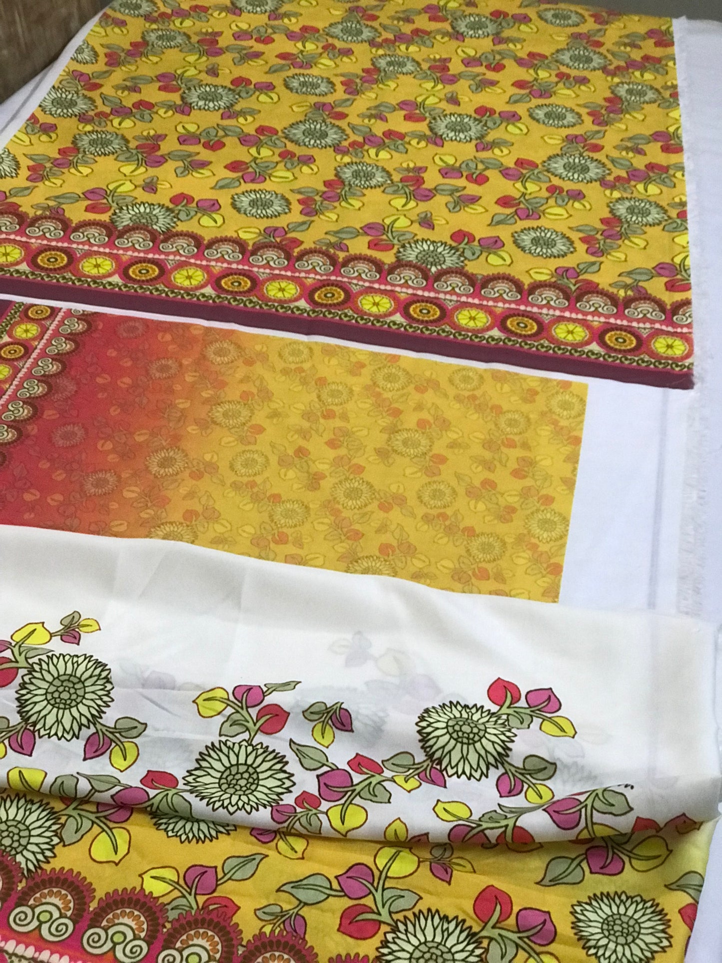 Yellow and Multi Colored Floral Co Ord Set Pakistan | Digital Print Unstitched 2 Piece | Online Sale