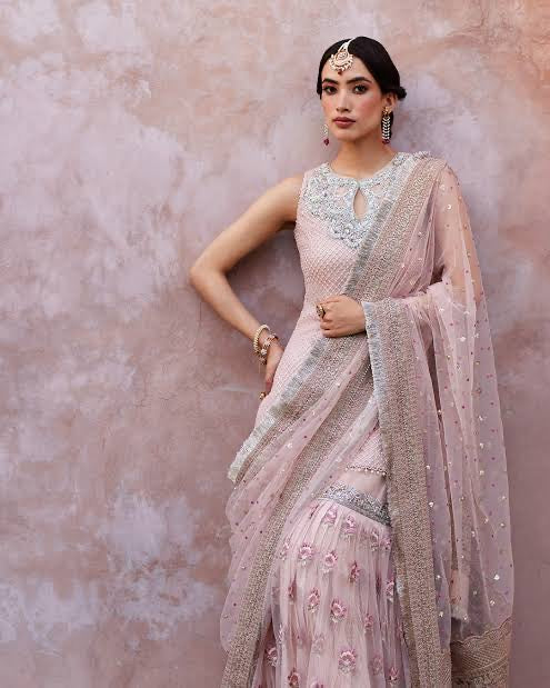 Faiza Saqlain Designer Gharara Outfit – Embroidered Net Shirt & Gharara with Pearls & Tilla Work