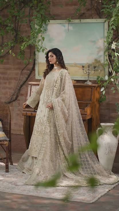 Mehrunisa Luxury Off-White Embroidered Chiffon Sharara Dress Wedding NOON FASHIONS Mehrunisa Luxury Off-White Embroidered Chiffon Sharara Dress Wedding NOON FASHIONS