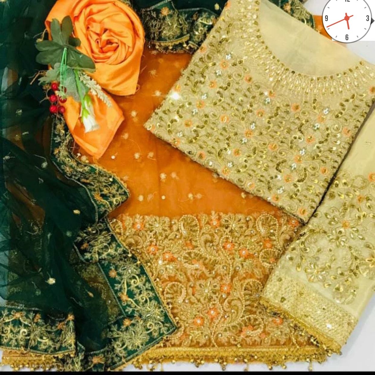 "Ayesha Imran Bridal Maxi – Blush Pink Net Frock with Heavy Mesuri Embroidery & Silk Trouser"