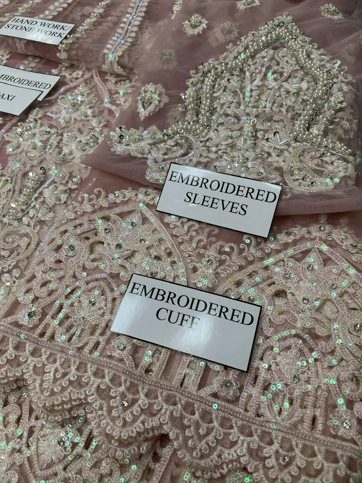 Maria B Pink Bridal Collection Net Maxi Replica 3pcs -UNSTITCHED