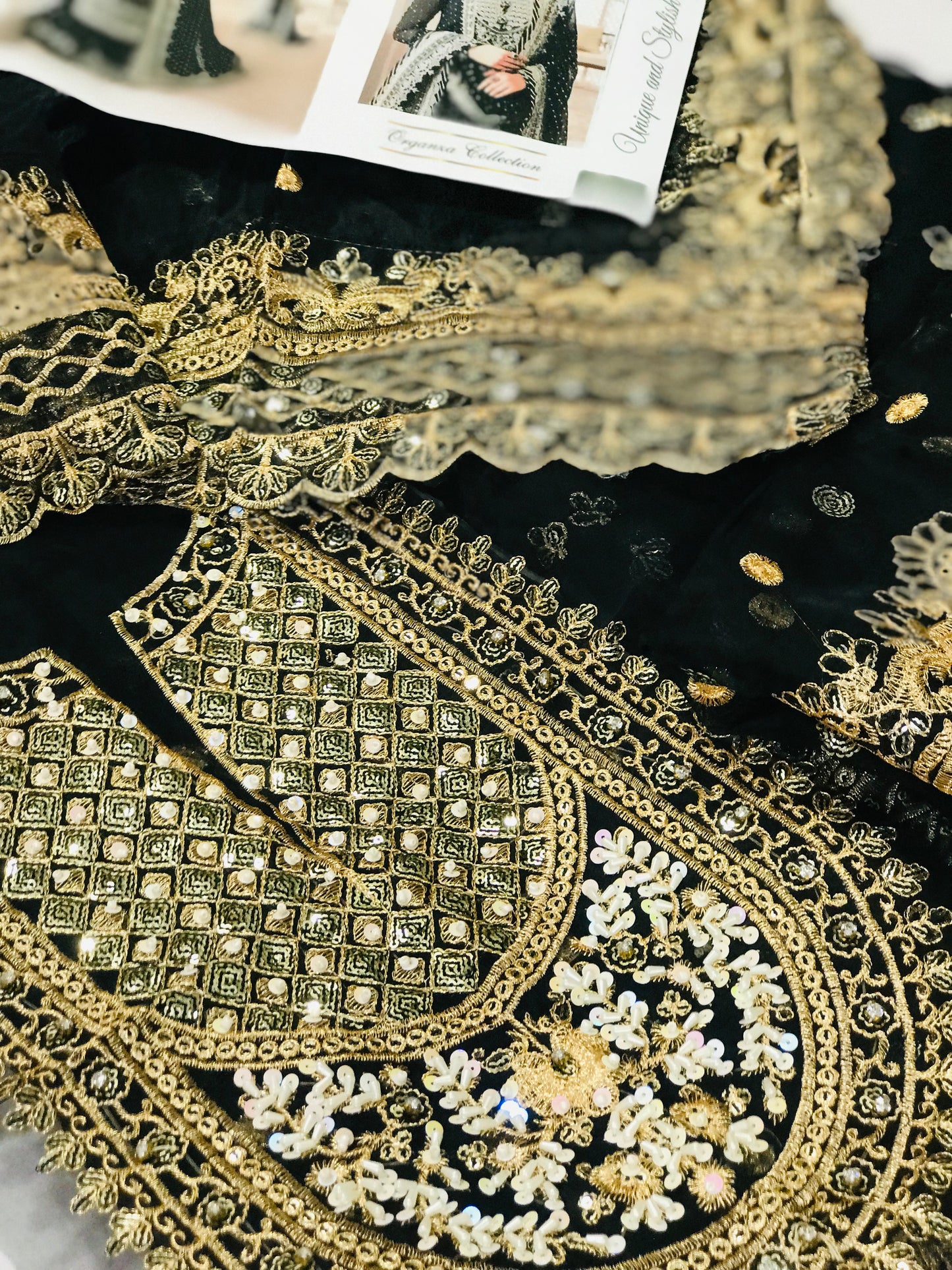 Asim Jofa Chandani Luxury Organza Embroidered Lehanga Dress - Bridal Wedding Collection