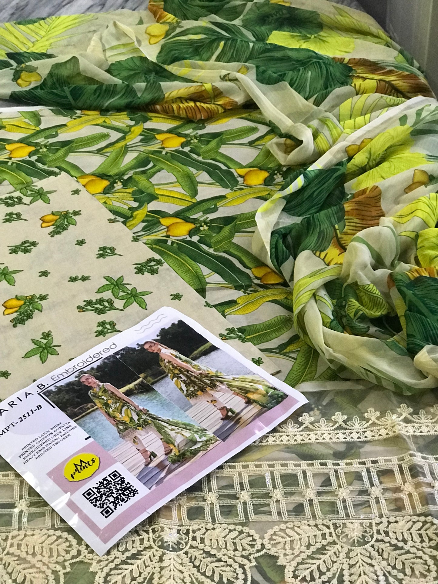 M Prints By Maria B Embroidered Suits Unstitched 3 Piece MB25MP 3A - Summer Collection