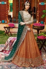 "Ayesha Imran Bridal Maxi – Blush Pink Net Frock with Heavy Mesuri Embroidery & Silk Trouser"