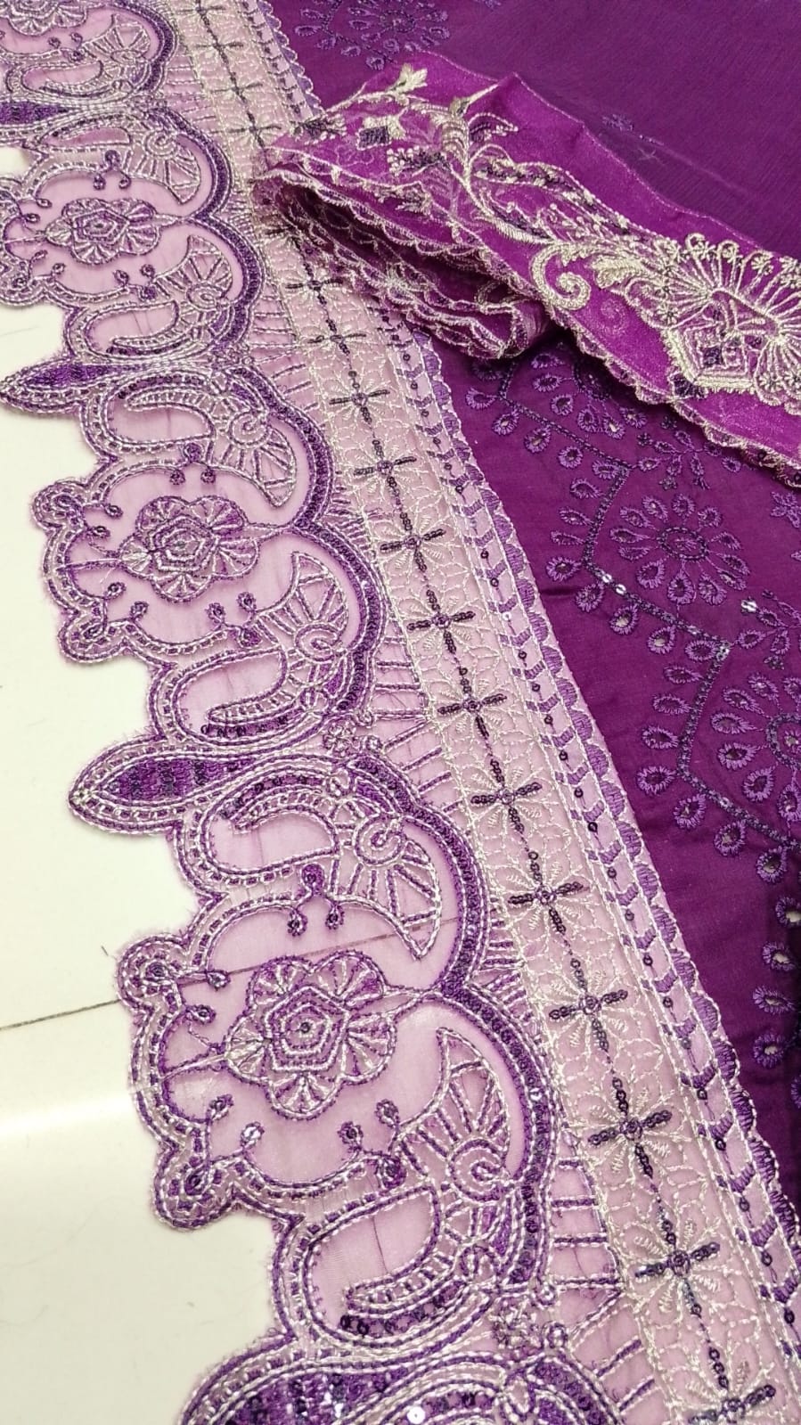 Noon Fashions Casual Cotton Embroidered Dress | Chicken Kari & Sequin 3-PC Suit