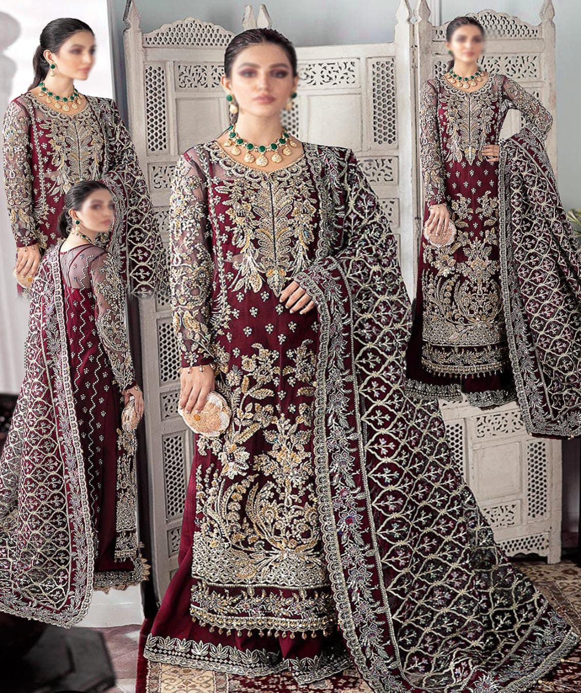 Gulaal Qaynat Maroon Heavy Dress