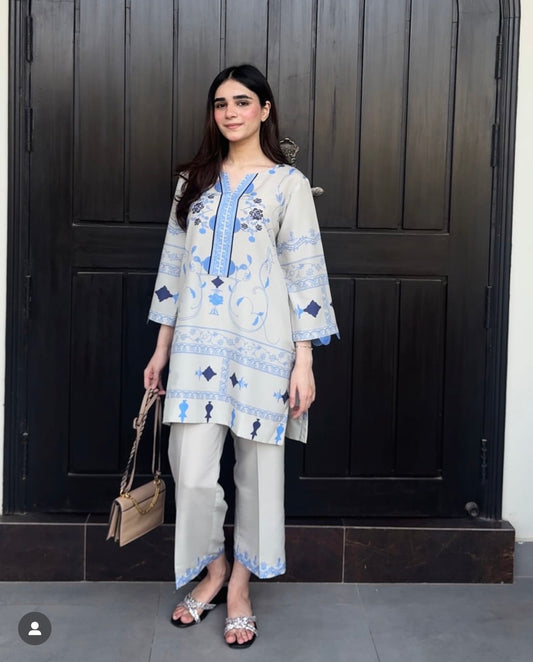 Casual Daily Wear Co Ord Set Pakistan | Grey Floral | Affordable Online Sale unstitched
