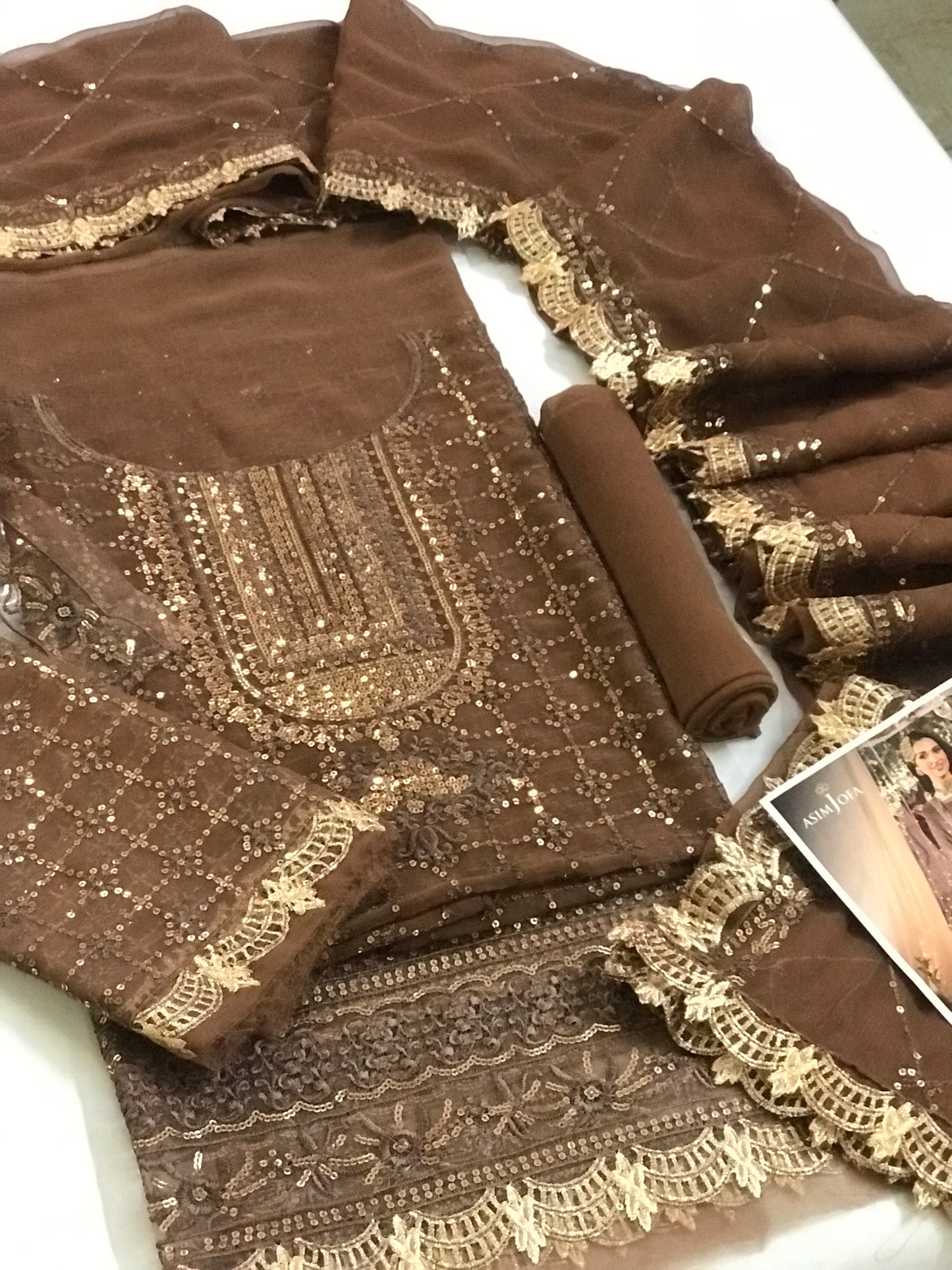 ASIM JOFA DASTAN CHIFFON EMBROIDERED DRESS