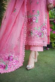 ANEELAS PREMIUM ORGANZA EMBROIDERED CHIKAN KARI DRESS