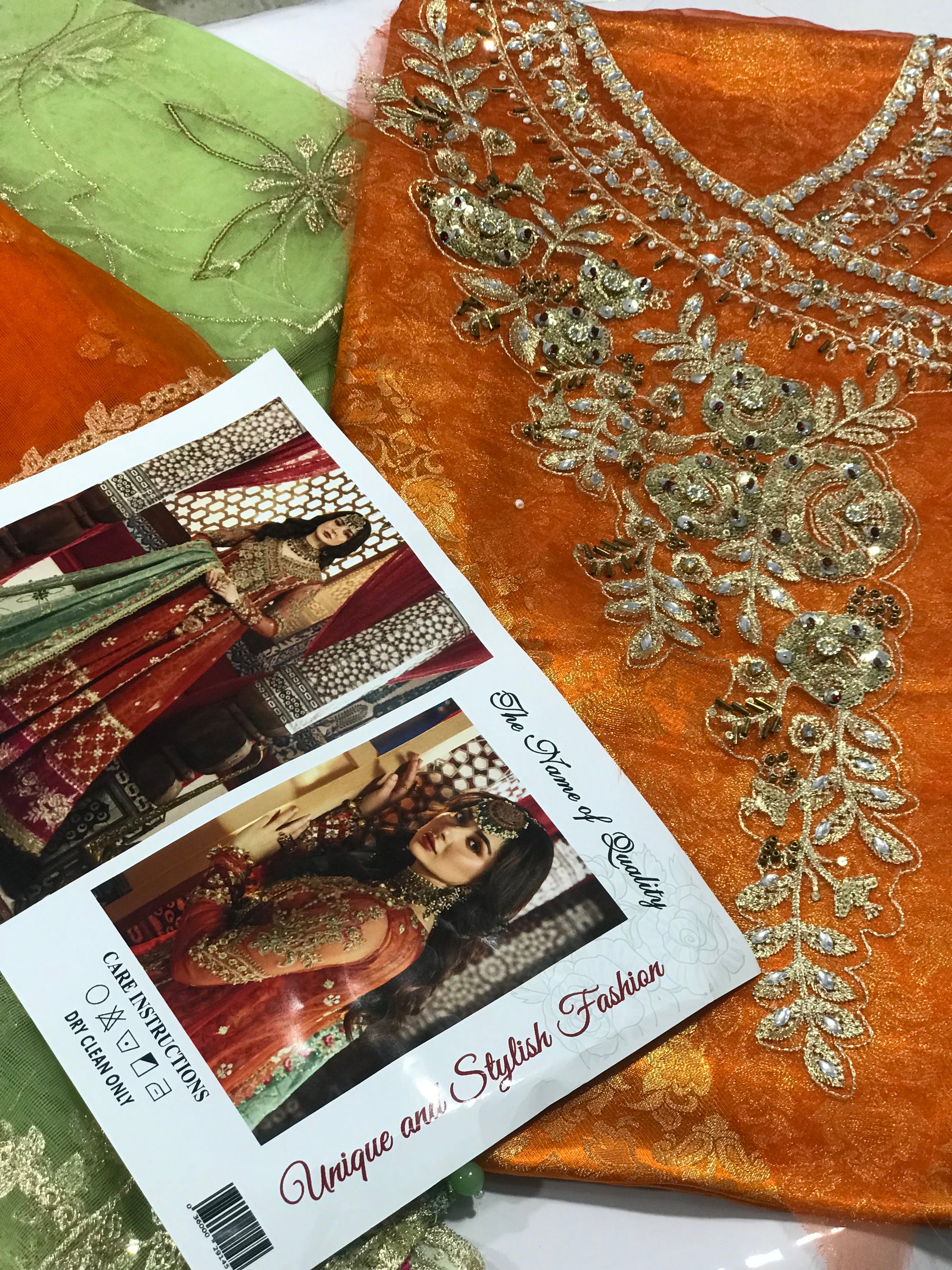 MARIA B Unstitched MBROIDERED - Burnt Orange, Fuchsia Pink (BD-2506)