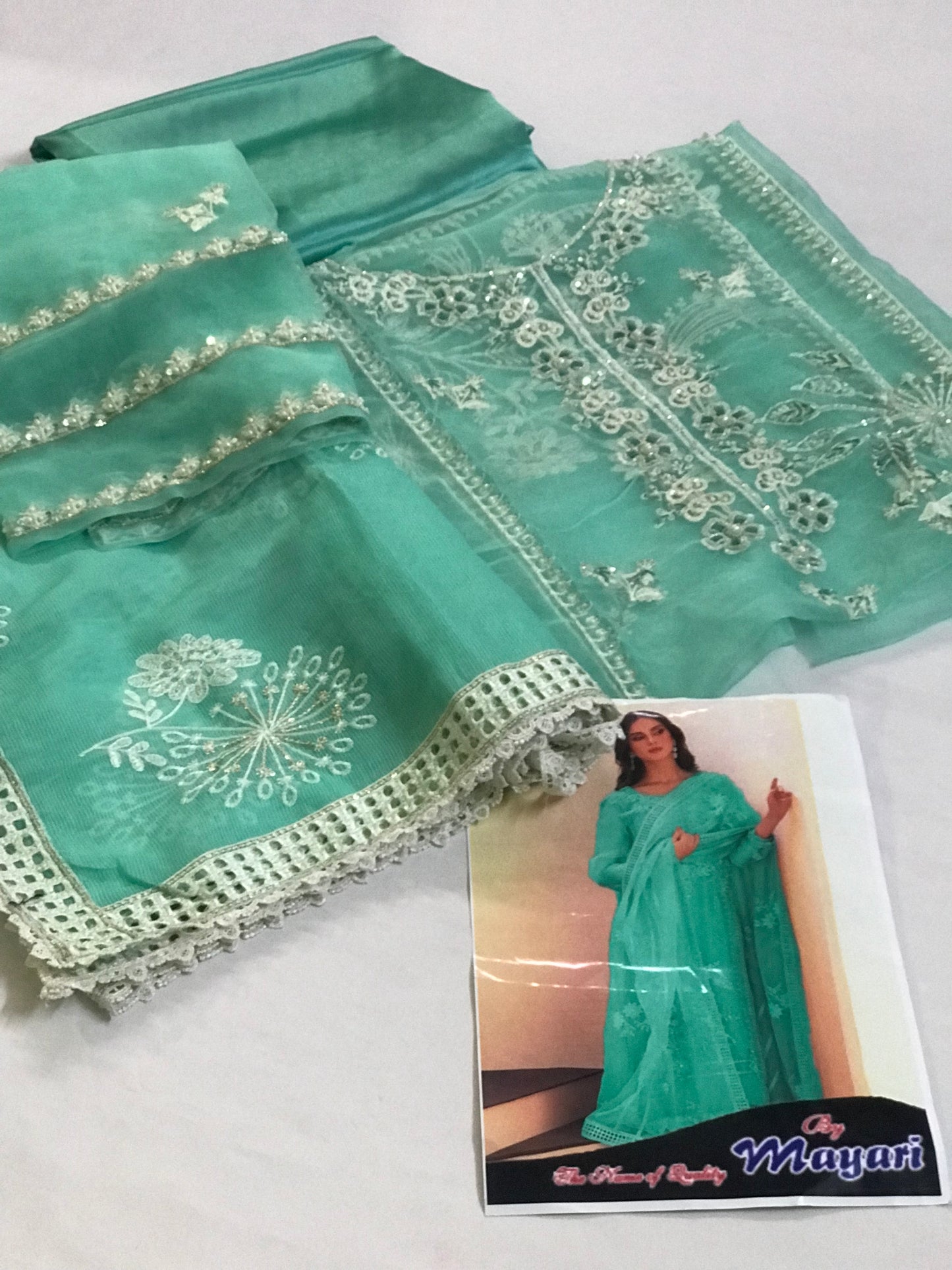 MARIE (3 PIECE) | ESPOIR LUXURY UNSTITCHED | MUSHQ Sea Green