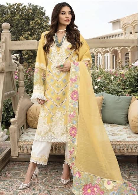 Crimson Luxury Chikankari Embroidered Lawn Suit with Heavy Embroidered Organza Dupatta & Cambric Trouser
