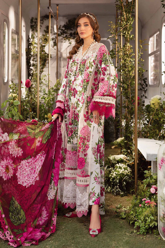 Maria.B Unstitched M.Prints Lawn 3Pc Suit MPT-2102-A – Digital Printed Embroidered Women’s Outfit