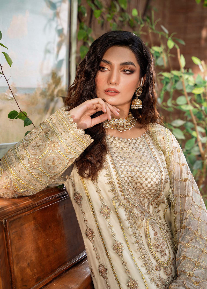 Mehrunisa Luxury Off-White Embroidered Chiffon Sharara Dress – Wedding, Valima & Bridal Events