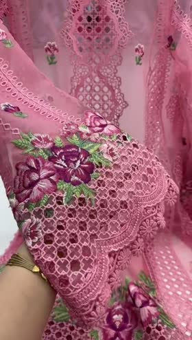 ANEELAS PREMIUM ORGANZA EMBROIDERED CHIKAN KARI DRESS