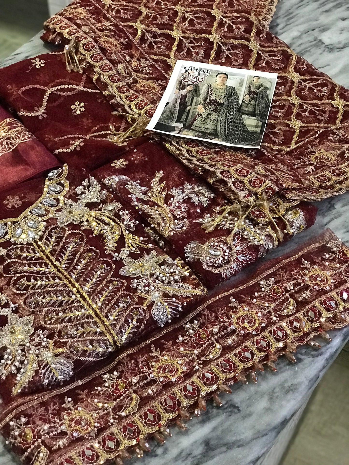 Gulaal Qaynat Maroon Heavy Dress