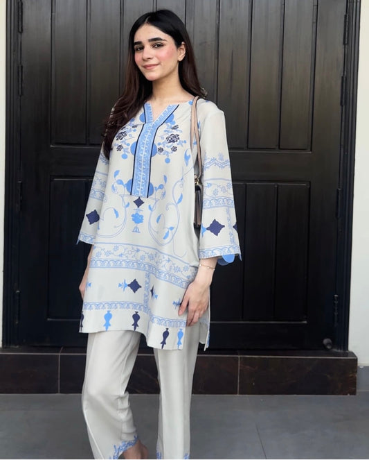 Casual Daily Wear Co Ord Set Pakistan | Grey Floral | Affordable Online Sale unstitched
