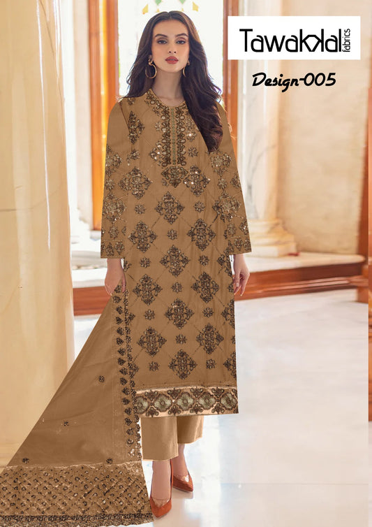 COTTON EMBROIDERED DRESS WITH ORGANZA EMBROIDERED DUPATTA