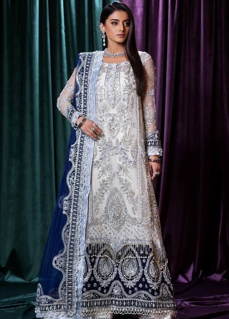 Maryam and Maria Embroidered Net Dress with handwork