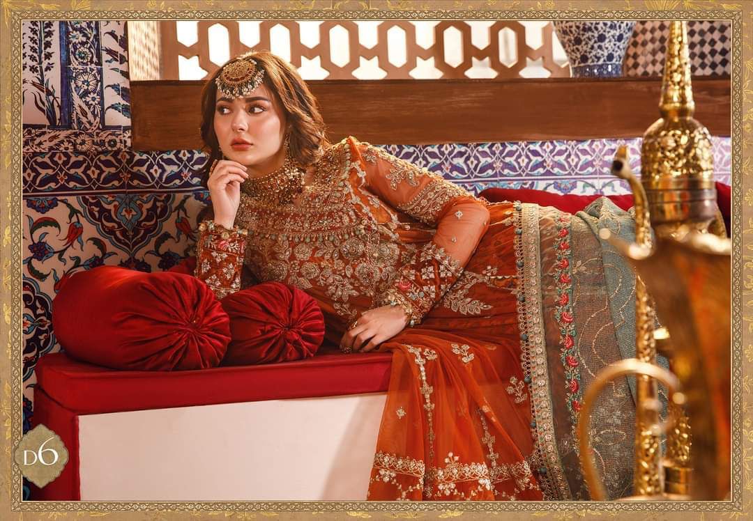 MARIA B Unstitched MBROIDERED - Burnt Orange, Fuchsia Pink (BD-2506)