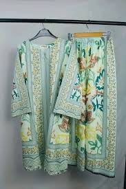 COCO COORD SET SILK LAWN 2 pcs unstitched DIGITAL PRINTED light green