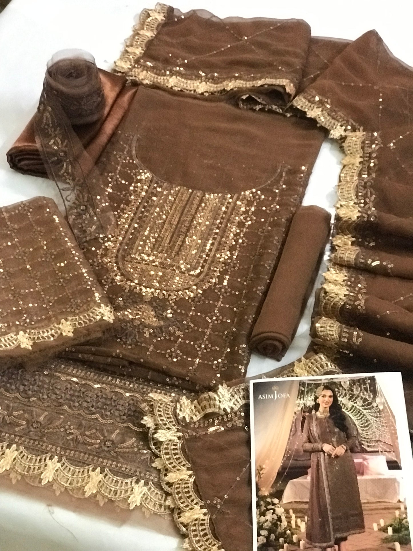 ASIM JOFA DASTAN CHIFFON EMBROIDERED DRESS