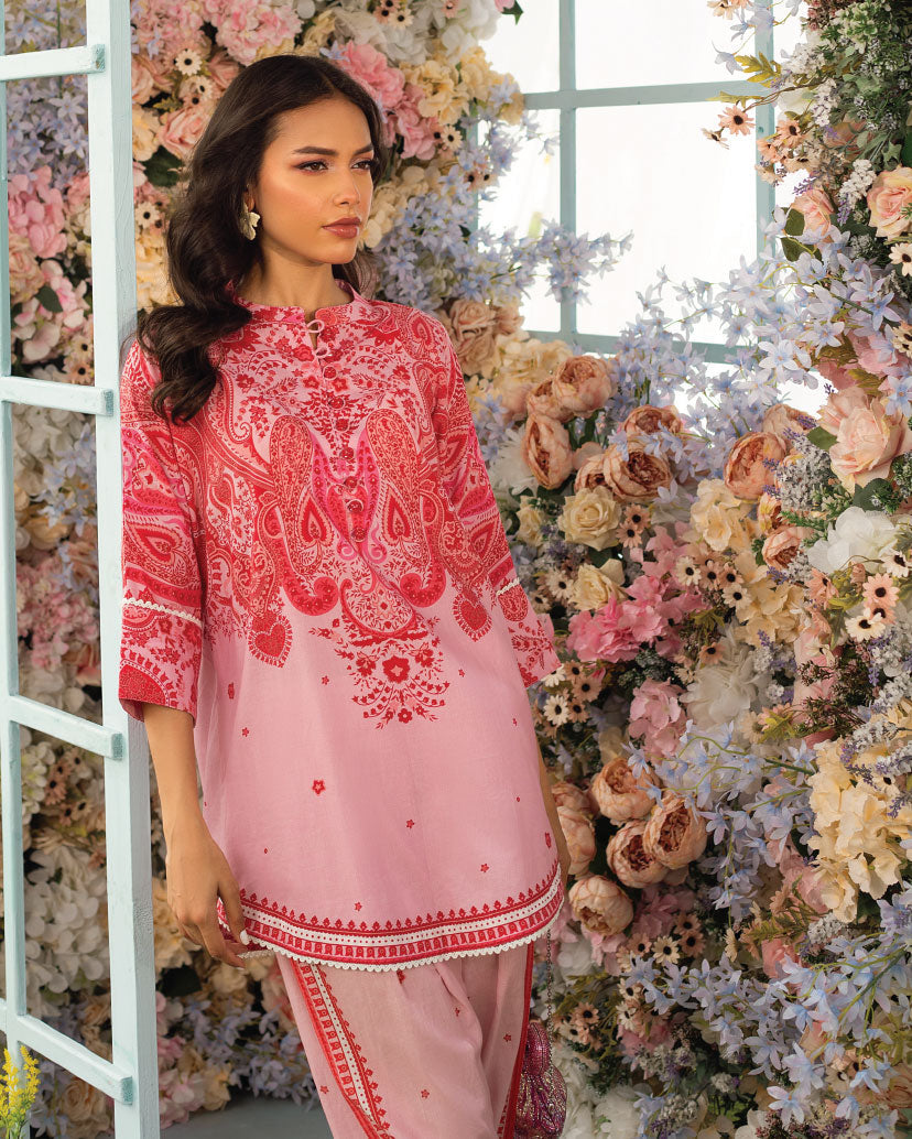 LIMELIGHT SILK LAWN DIGITAL PRINTED COORD SET 2 pcs unstitched peach red