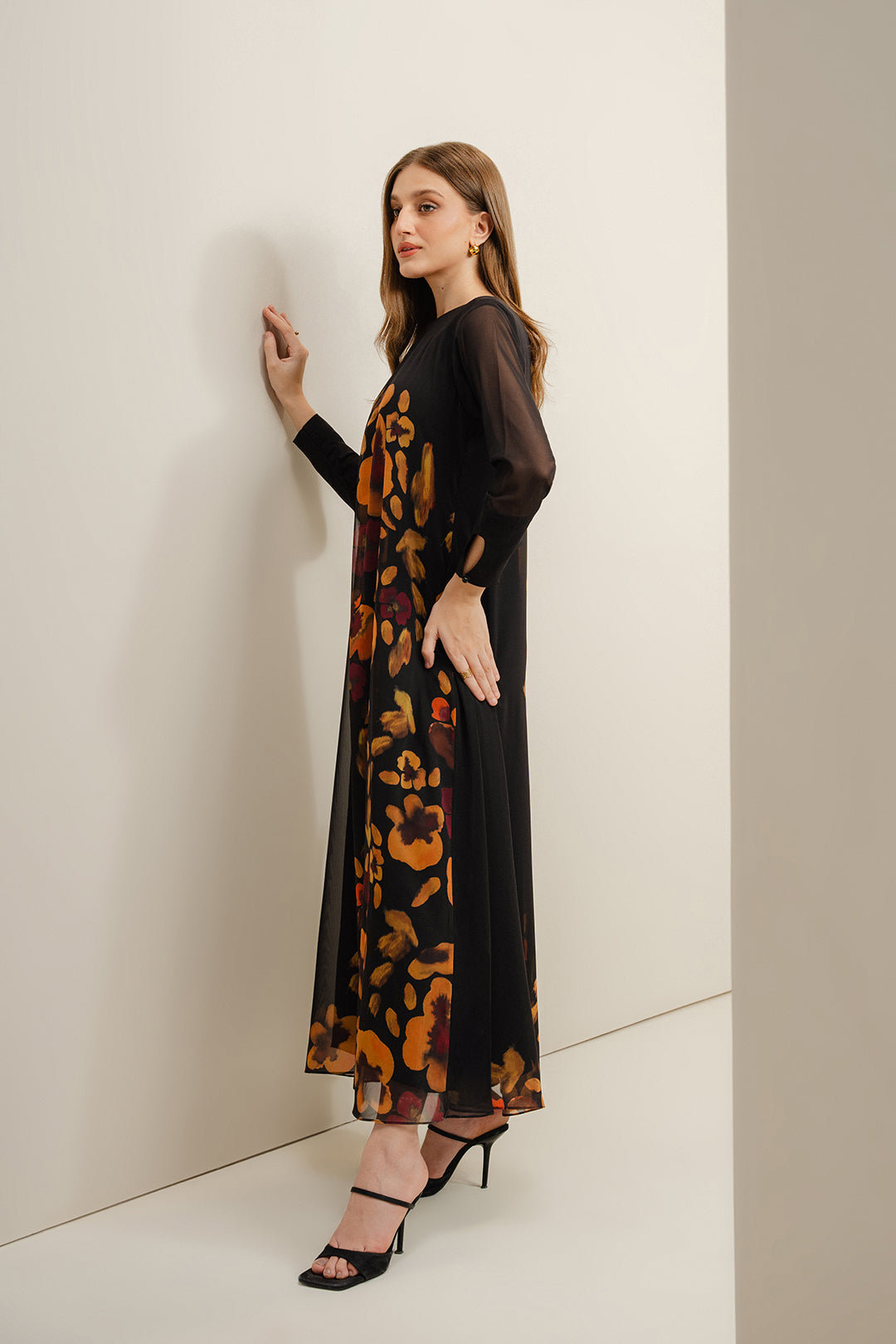 Digital Printed Charmeuse Silk Shirt & Trouser Set with Silk Dupatta – Luxury Loungewear & Party Wear