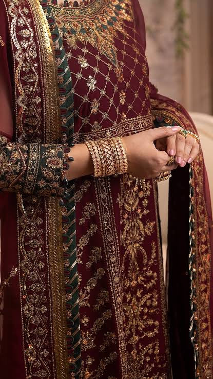 Asim Jofa Khwab-E-Naubahar AJNB-09 | Embroidered Semi-Pure Chiffon 3PC Unstitched Dress for Weddings & Valima