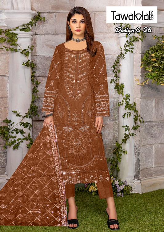 COTTON EMBROIDERED DRESS WITH ORGANZA EMBROIDERED DUPATTA