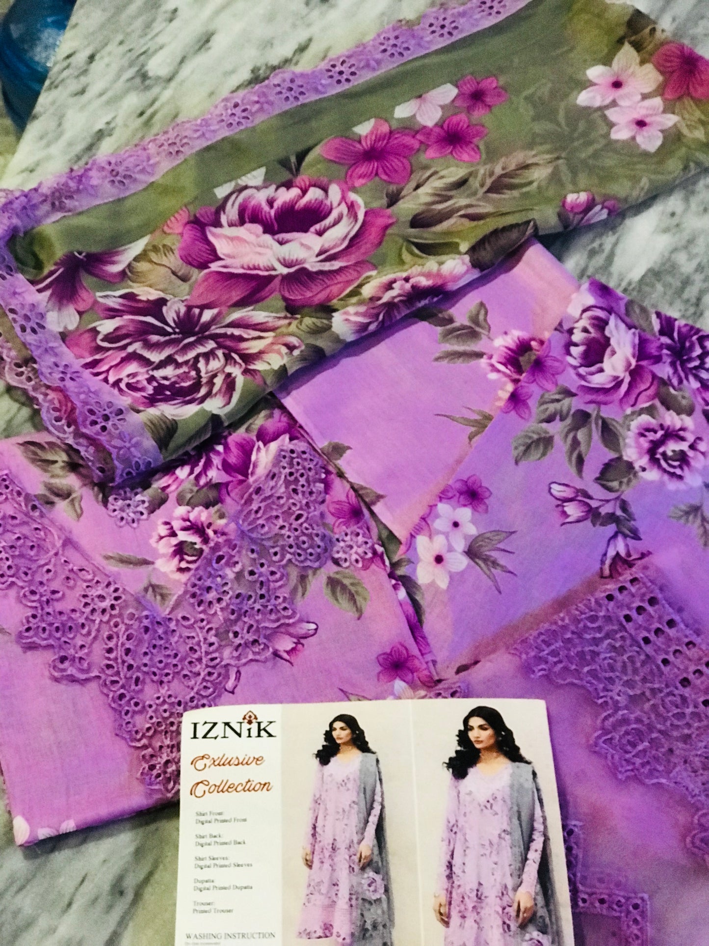 IZNIK DAHALIA PURE LAWN WITH CHIFFON DUPATTA EMBROIDERED WITH EMBELLISHMENTS