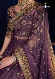 Bekhudi Luxury Net Saree – Inspired by Asim Jofa | Embroidered Silk Blouse & Zari Sequins Elegance