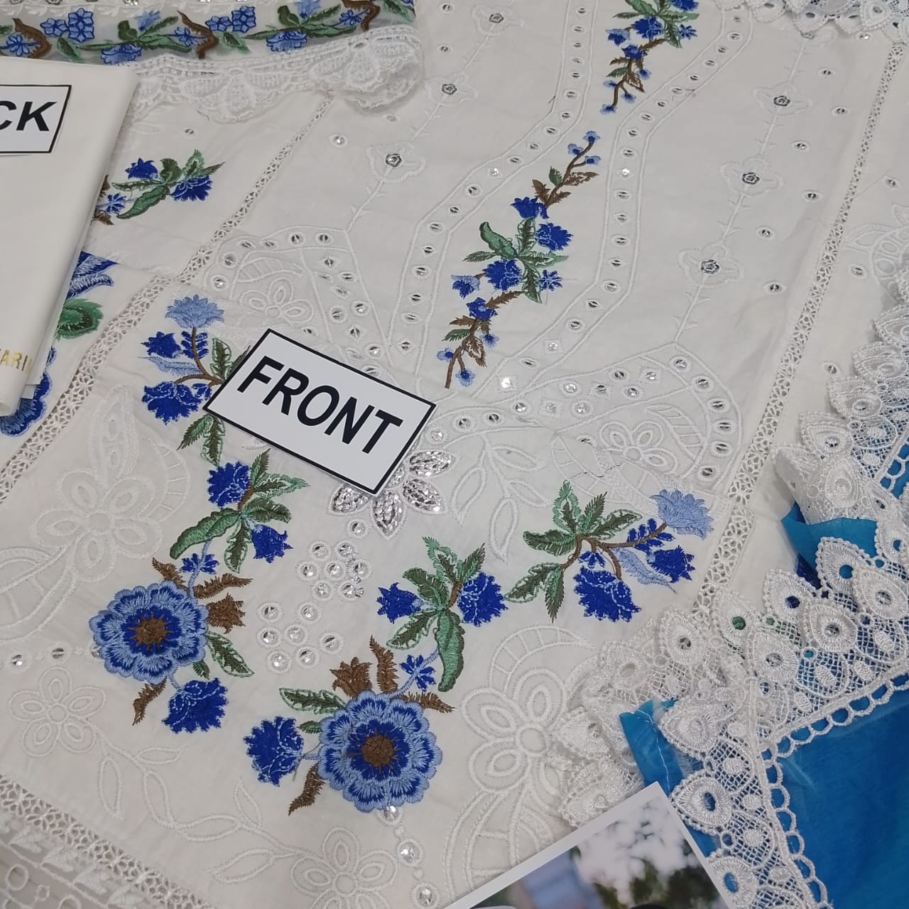 3-Pc Unstitched Chikankari Dress Set – Heavy Schifli Embroidery, Cutwork Laces, Printed Chiffon Dupatta | Summer Brunch & Office Wear