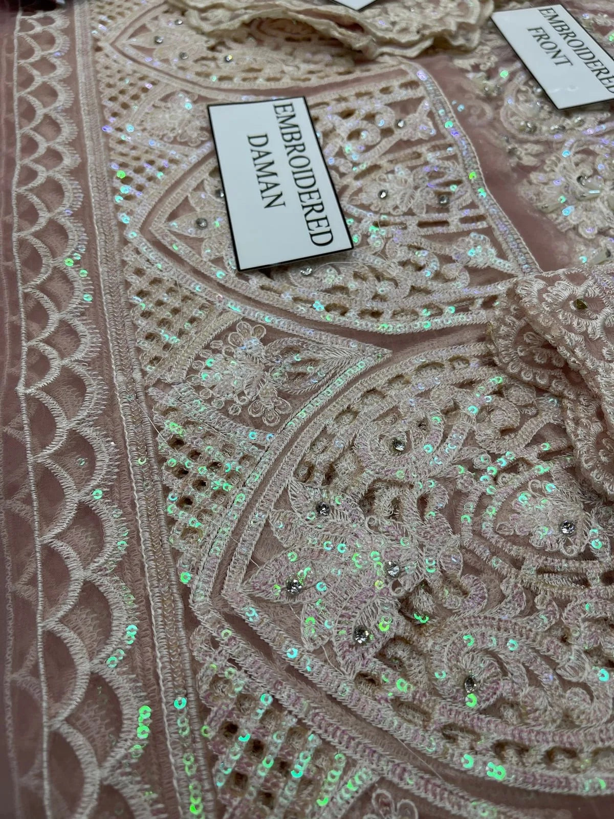 Maria B Pink Bridal Collection Net Maxi Replica 3pcs -UNSTITCHED