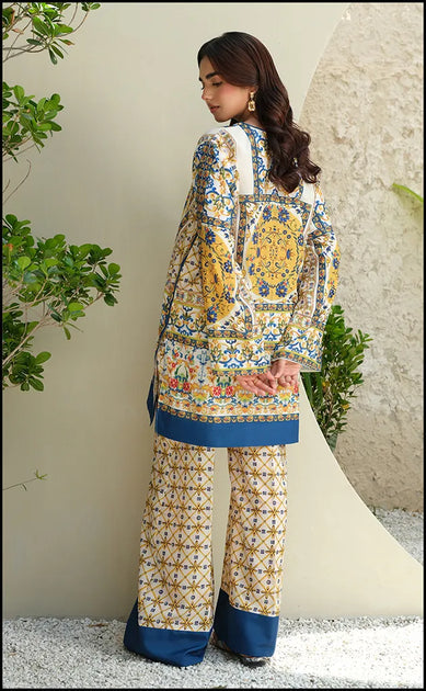 SUMAIRA AURANGZAIB SILK LAWN DIGITAL PRINTED COORD SET 2 pcs unstitched white and multi color