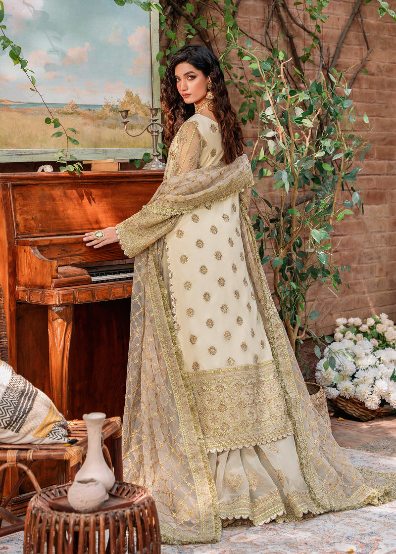 Mehrunisa Luxury Off-White Embroidered Chiffon Sharara Dress – Wedding, Valima & Bridal Events