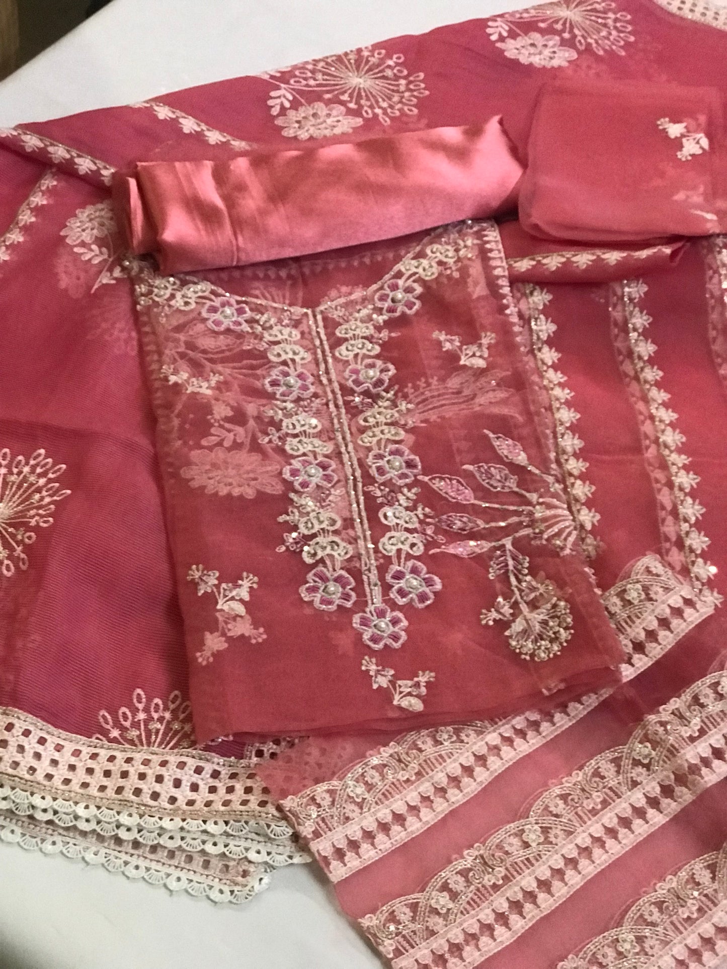 MARIE (3 PIECE) | ESPOIR LUXURY UNSTITCHED | MUSHQ Pink