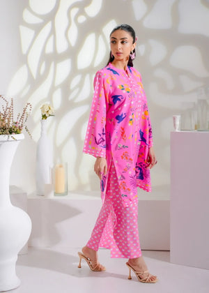SILAI SILK LAWN COORD SET DIGITAL PRINTED UNSTITCHED 2 pcs pink