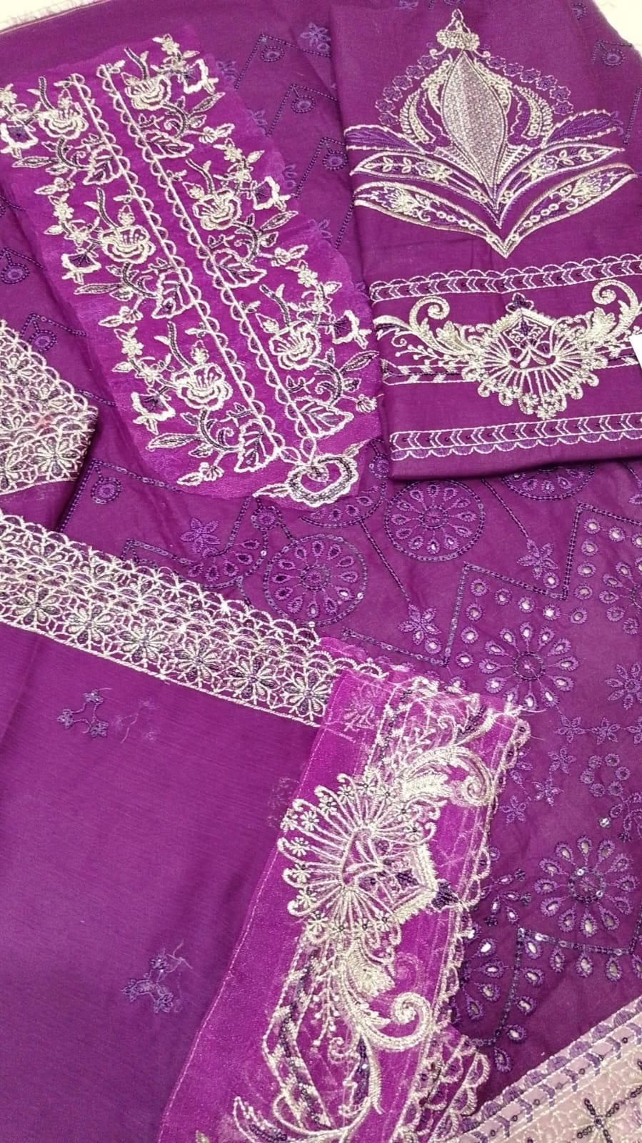 Noon Fashions Casual Cotton Embroidered Dress | Chicken Kari & Sequin 3-PC Suit