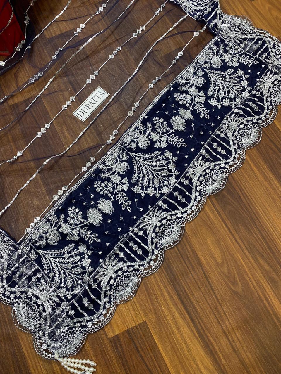 Gulal net embroidered party wear suit