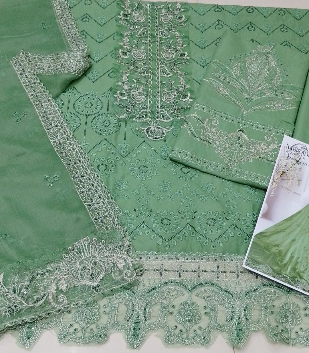 Noon Fashions Casual Cotton Embroidered Dress | Chicken Kari & Sequin 3-PC Suit