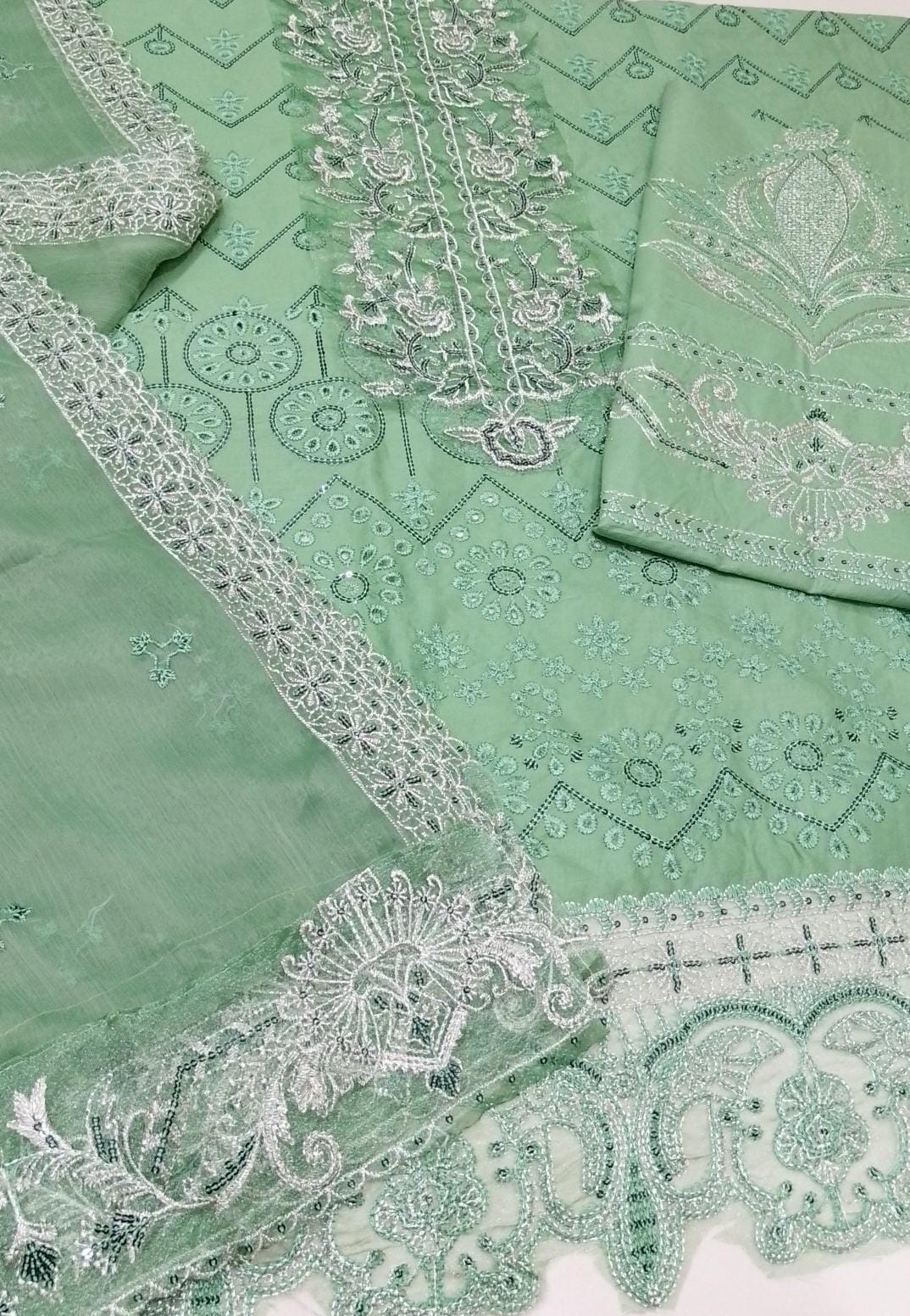 Noon Fashions Casual Cotton Embroidered Dress | Chicken Kari & Sequin 3-PC Suit