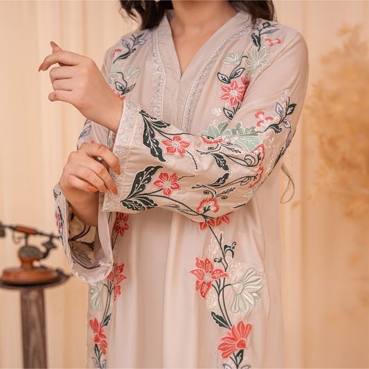 3-Piece Embroidered Velvet Silk Kaftan Set for Women | Luxury Party Wear Outfit