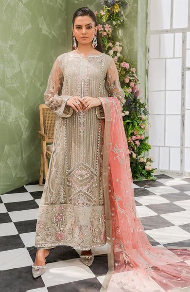 Murat by Maryam and Maria | Desert Sage Collection | Embroidered Wedding Dress & Dupatta (Peach & Light Brown)